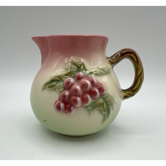 Hull Pottery Tokay Tuscany Pink & Green Grape Pattern Creamer Pitcher 3.5” USA - Picture 1 of 11